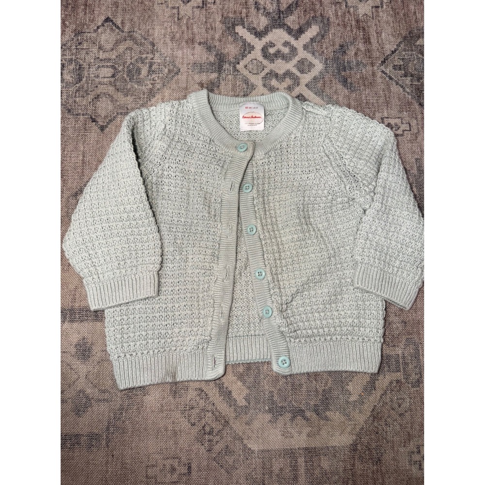 Hanna Andersson Organic Cotton Knit Cardigan Sweater Sage Green 2T 85cm